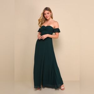 Lulu's Absolute Romance Emerald Green Maxi Dress